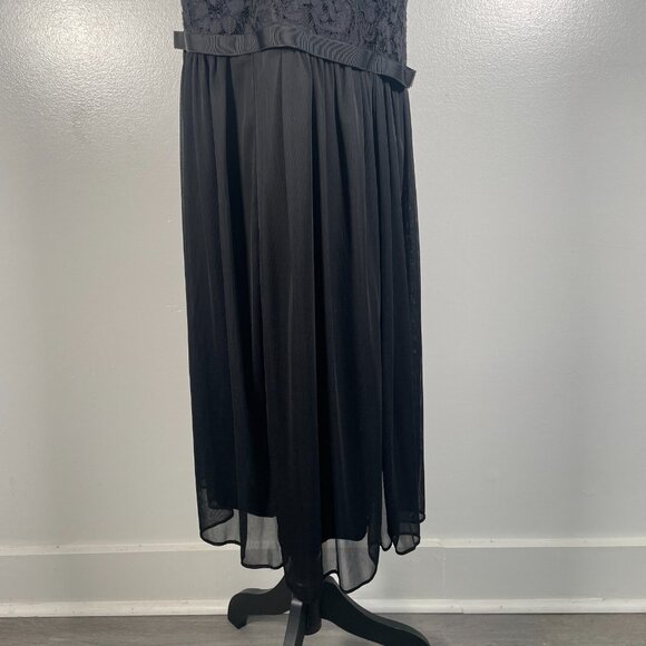 David's Bridal Black Round Neck Lace Bodice Mesh Skirt Sleeveless Dress Size 20 - Picture 14 of 15